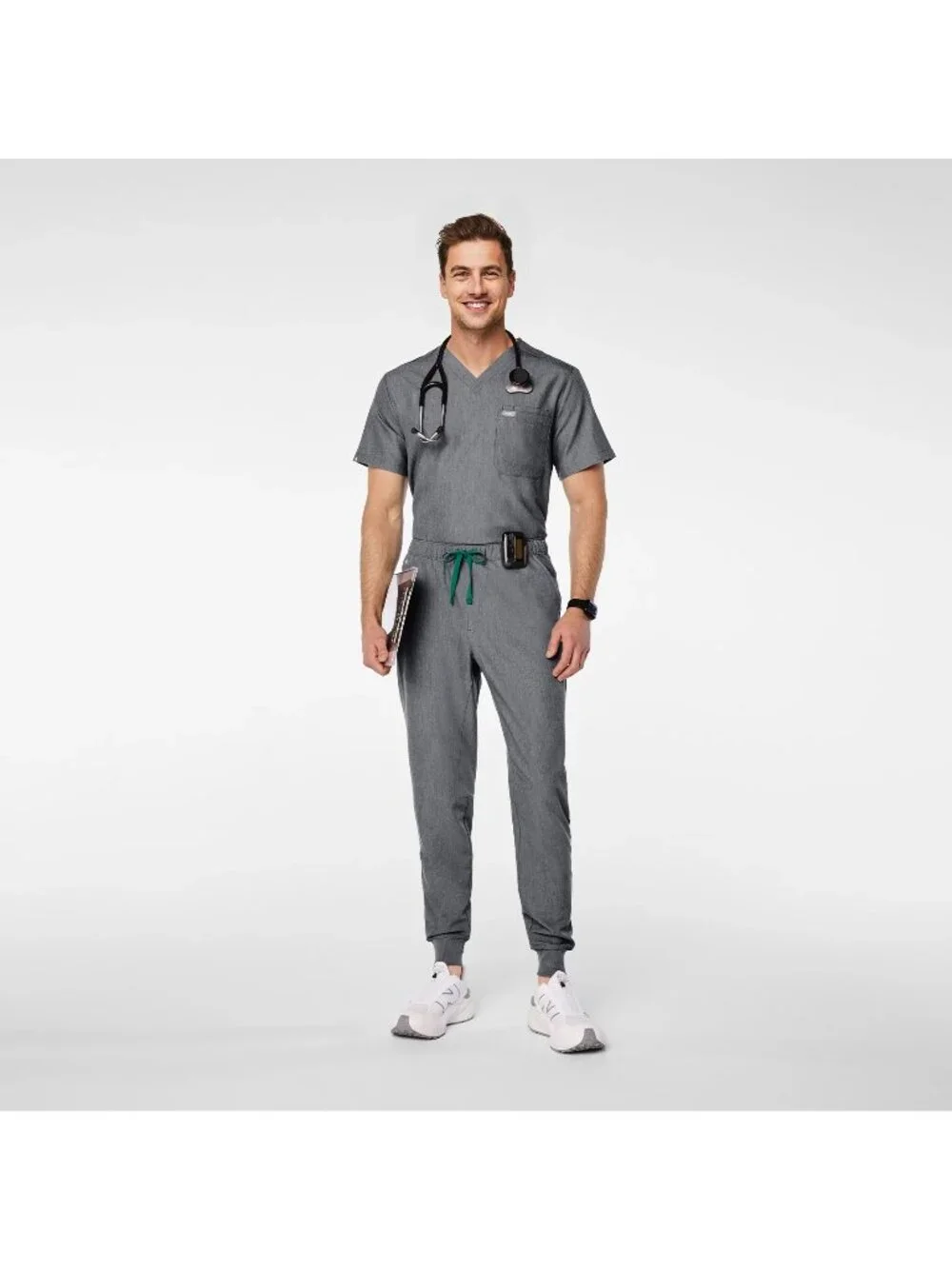 Figs Men Size XL Tansen Jogger Scrub Slim Fit Pant & Leon Scrub Top Set Graphite